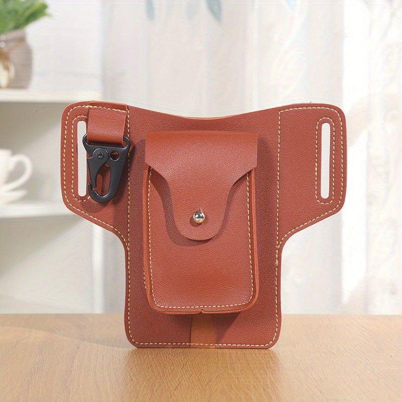 Fanny Waist Bag PU Leather Phone Pouch For Outdoor Camping