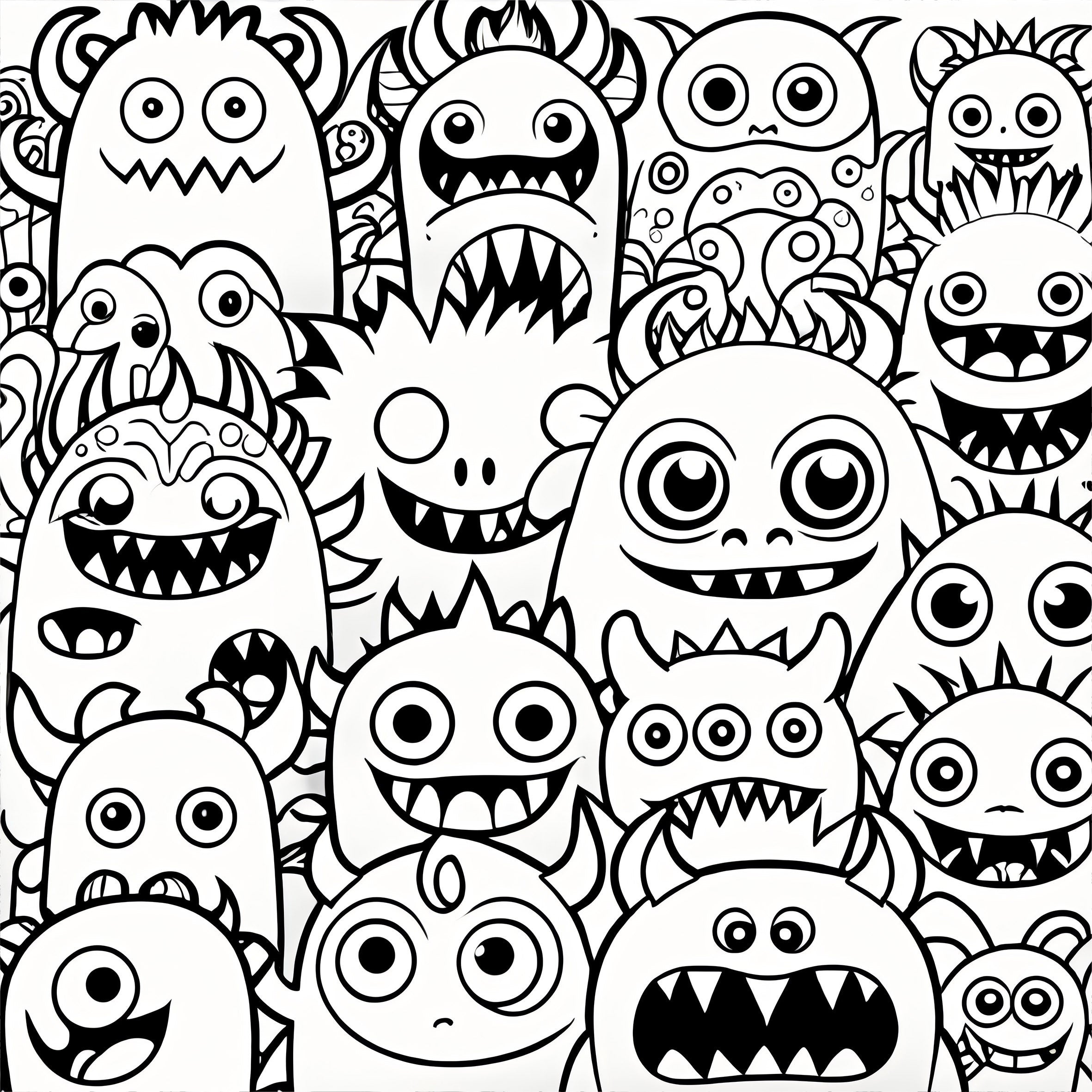 20 Page Doodle Monster Adult Coloring Book for Halloween
