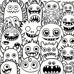 20 Page Doodle Monster Adult Coloring Book for Halloween