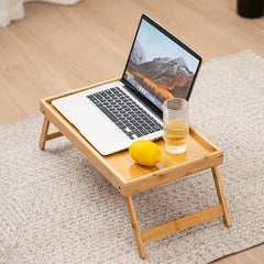 Folding Dinner Plate Table with Foot Tray for Bed and Computer Use