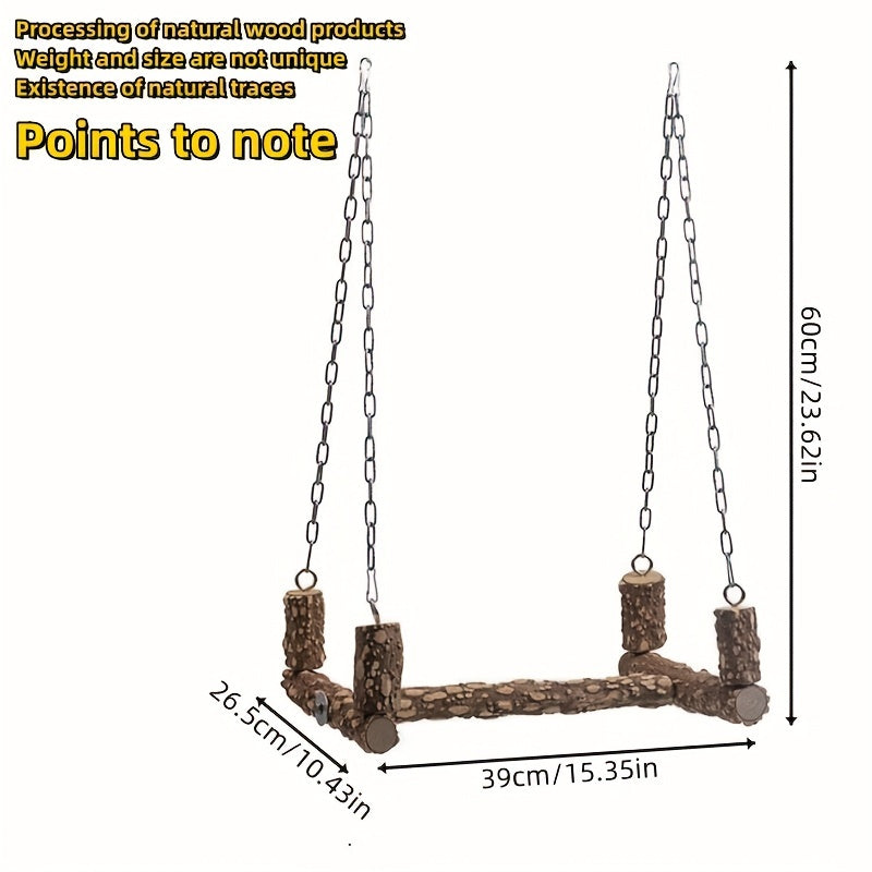 Bird Perch Parrot Station Holder Wood Stand Swing For Medium Large Parrot