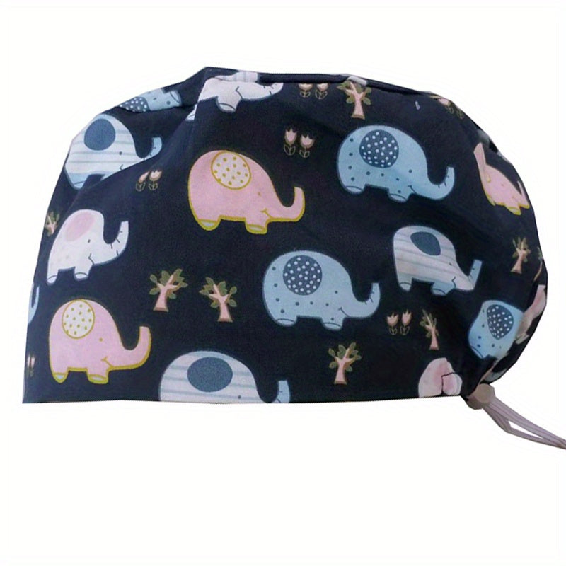 Cartoon Print Work Cap For Men & Women Adjustable Nurse Cap
