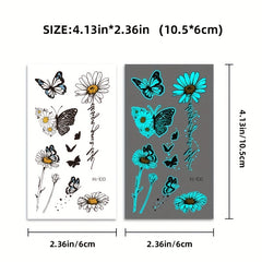 15 Glow Dark Butterfly Tattoo Stickers Waterproof Temporary Tattoo