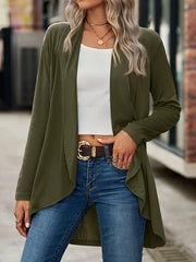  Casual Cardigan Women's Plus Solid Long Sleeve Open Front Slight Stret