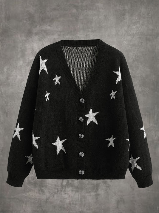  Y2K Star Print Cardigan