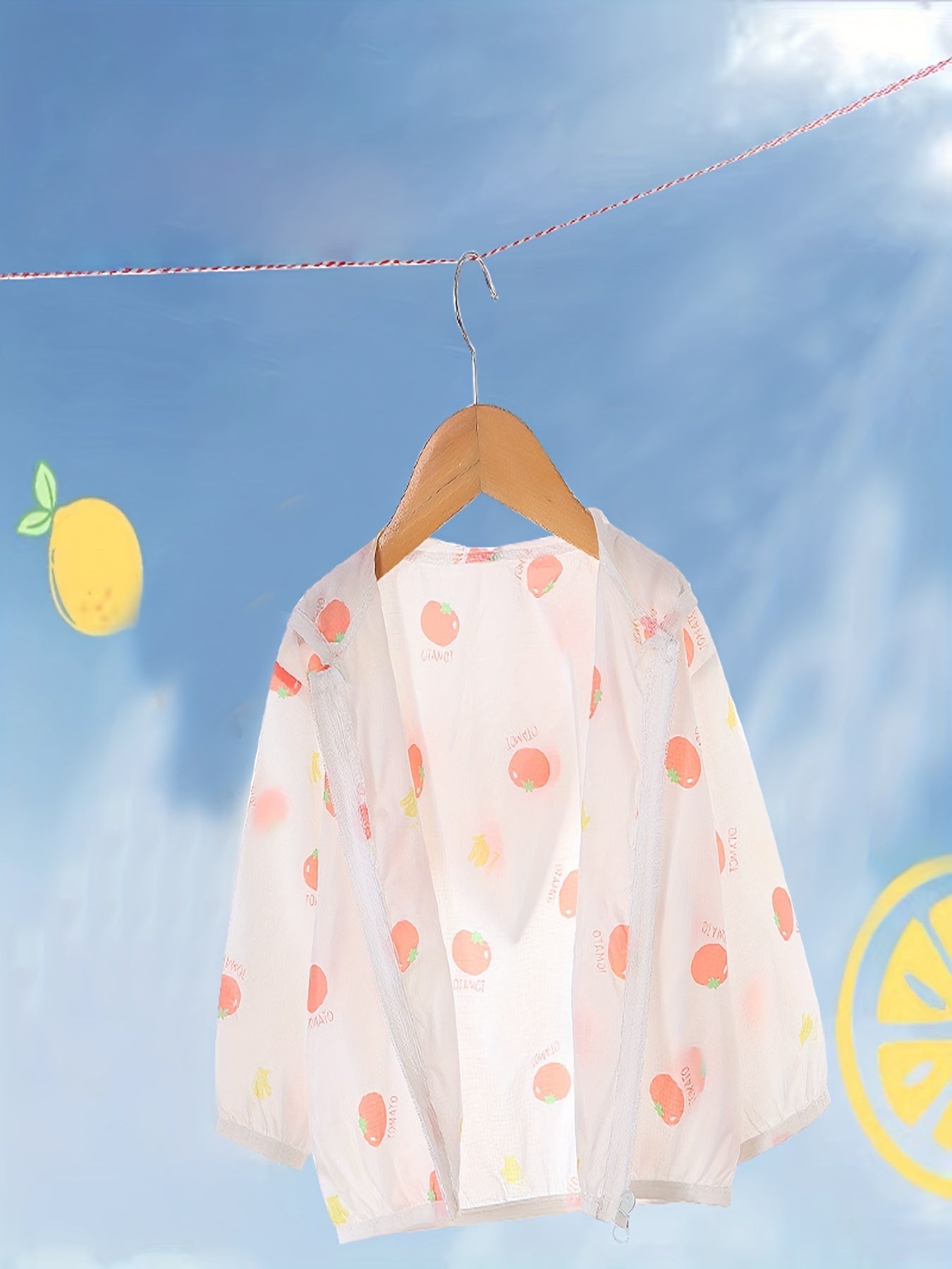Kid's Hooded Sun Protect Jacket Happy Face Print Coat