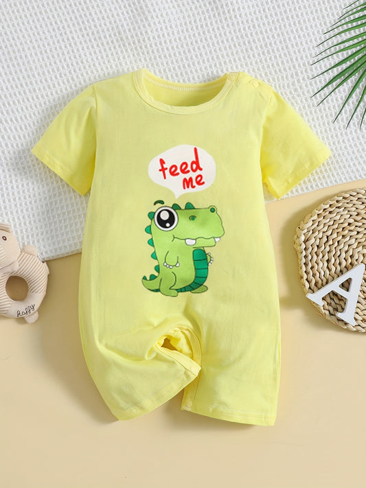 Baby Boys Dino Print Romper Short Sleeve Jumpsuit