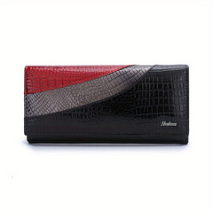 Crocodile Pattern Snap Clutch Wallet for Women