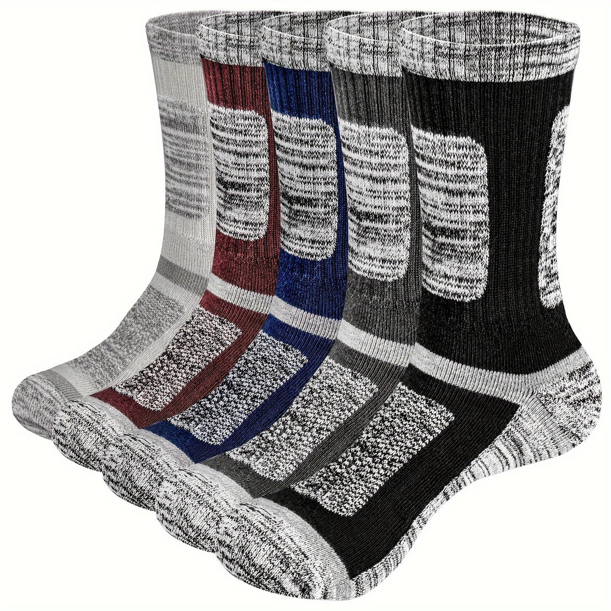 YUEDGE Men's Outdoor Hiking Crew Socks 5 Pairs Pack