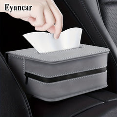 Suede Leather Car Tissue Holder Box for Center Console and Seat Back