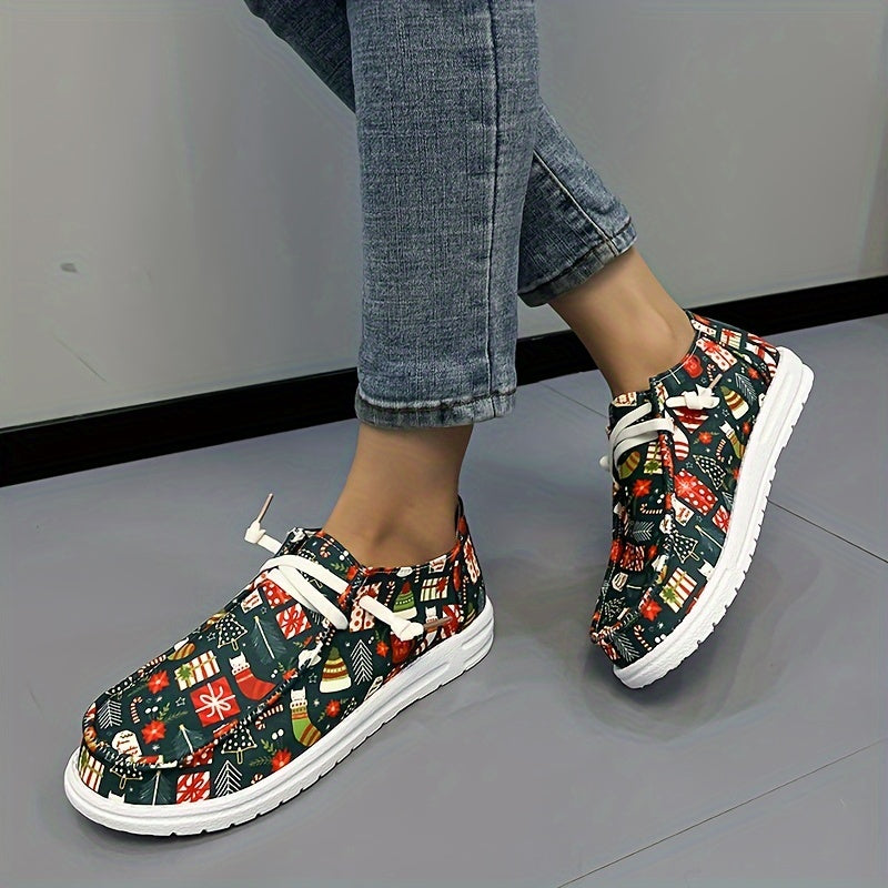 Women's Christmas Tree & Flag Pattern Skateboarding Shoes