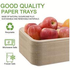 50pcs 35 Biodegradable Paper Plates Heavy Duty Sugarcane Platter for BBQ Picnic