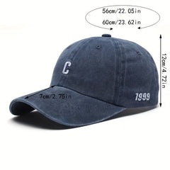 C Letter Denim Baseball Cap Sunshade Peaked Retro Curved Brim Hat