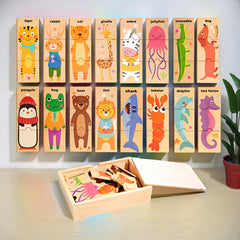 Wooden Animal Recognition Puzzle with 16 Animals