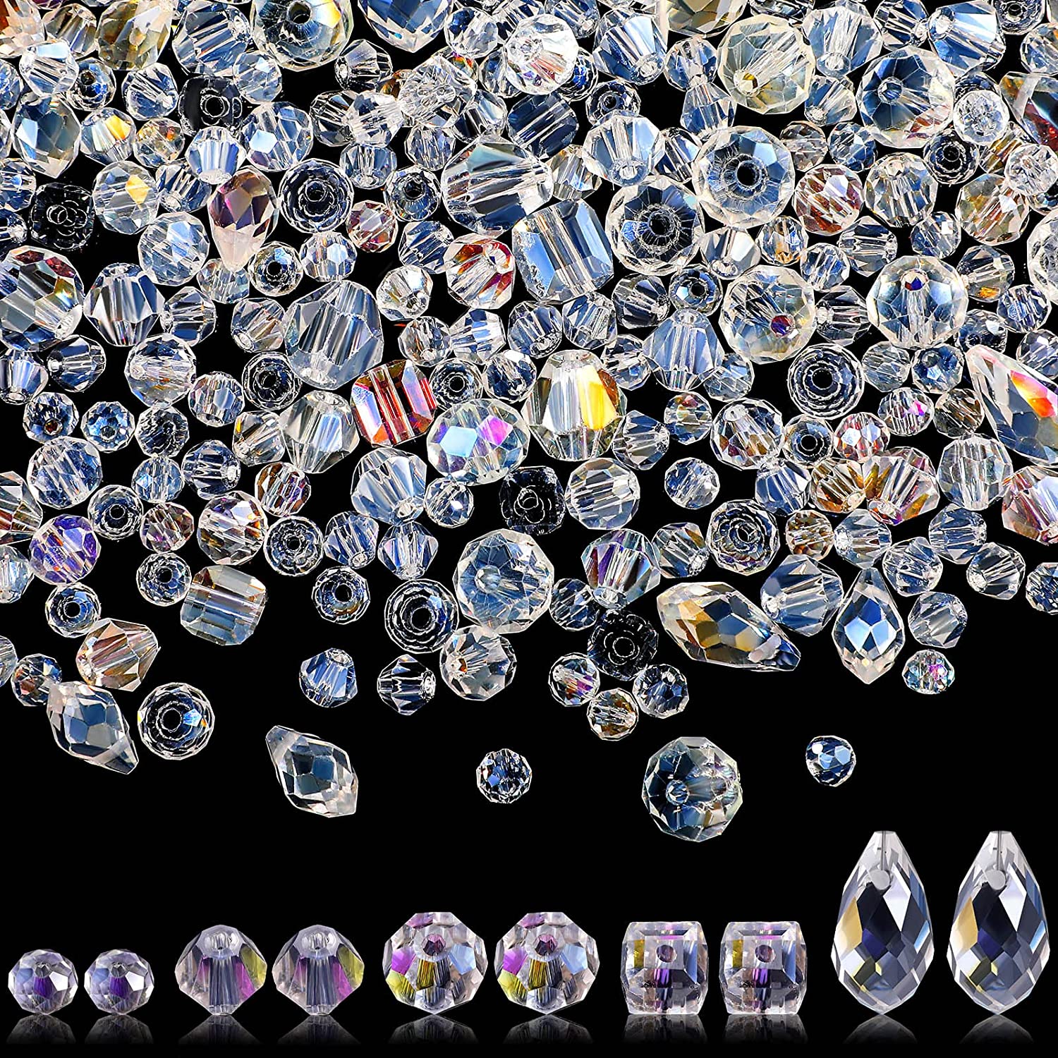 100 Crystal Light AB Rondelle Beads Gems Clear Glass Beads Crafts