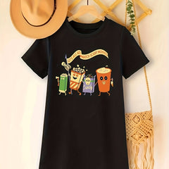  Halloween Dress Women's Plus Funny Drinks & Skull Print Tee Dress