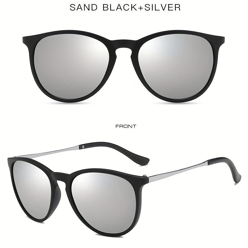 Men's Retro UV400 Sunglasses Oval Metal Frame Outdoor Sunshade Glasses