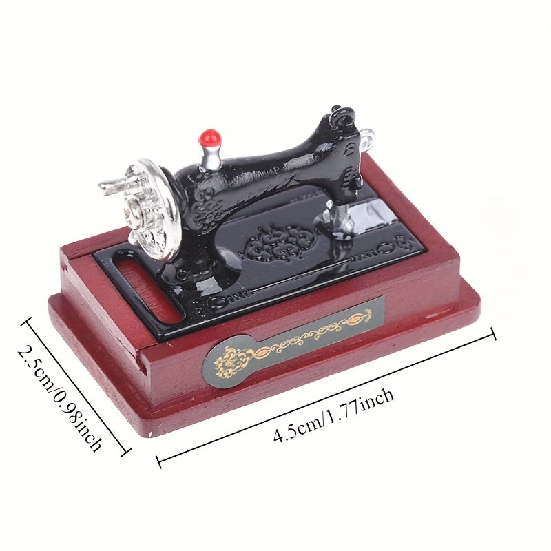 Dollhouse Vintage Sewing Machine with Table & Thread Box