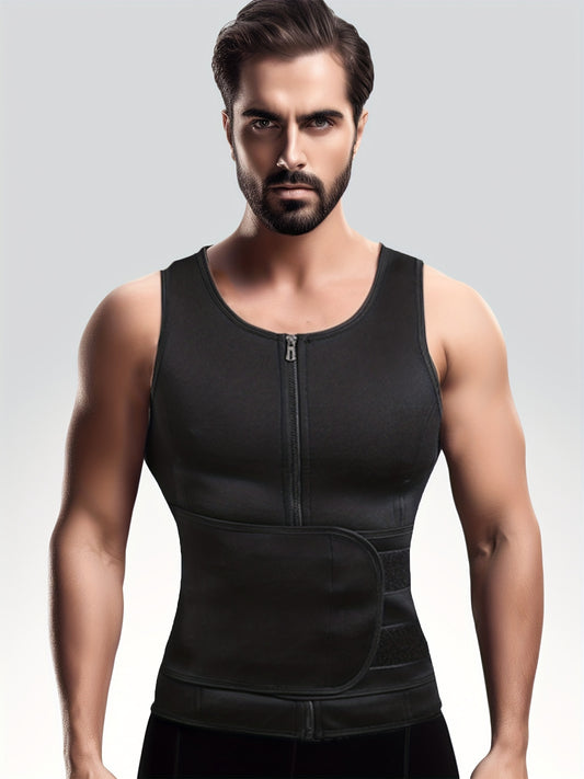 Men's Compression Sauna Vest with Waist Belts & Back Support