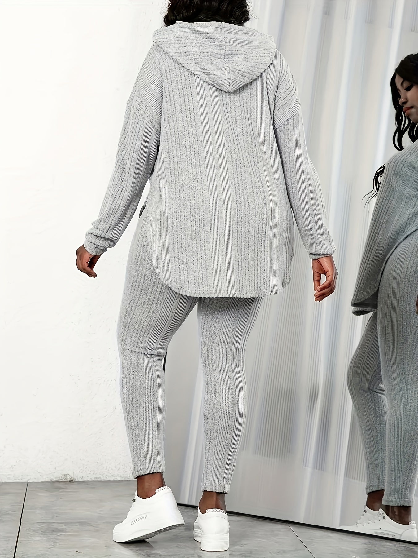  Ribbed Hoodie & Leggings Lounge Set