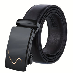 Men's Automatic Buckle Belt PU Leather Business Waist Strap
