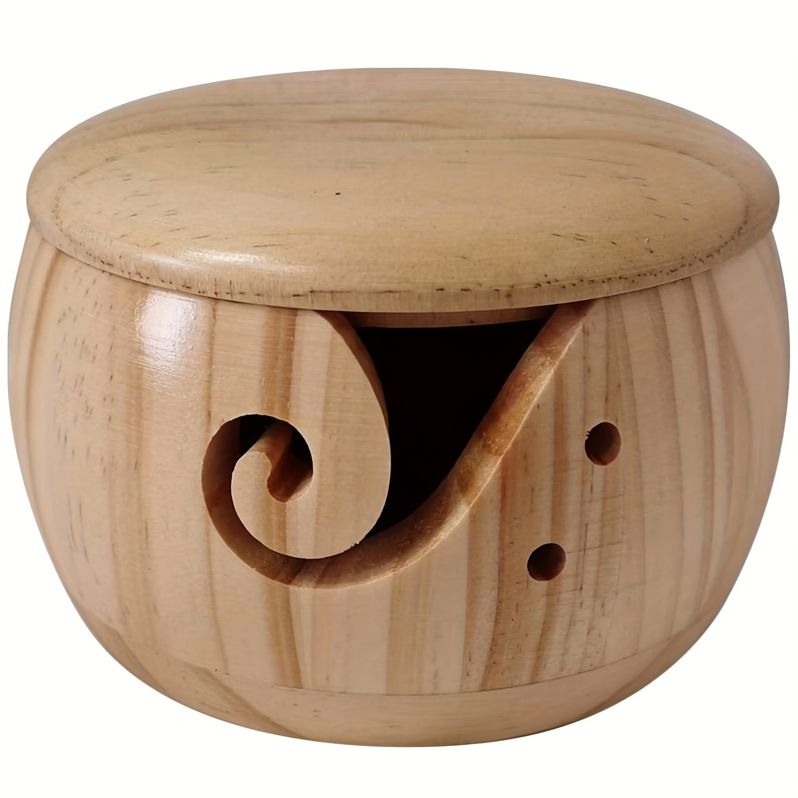Wooden Yarn Bowl Holder Crochet Knitting Storage Basket