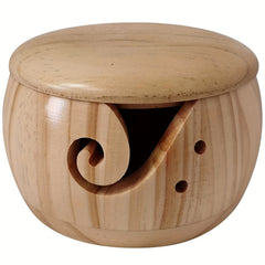 Wooden Yarn Bowl Holder Crochet Knitting Storage Basket