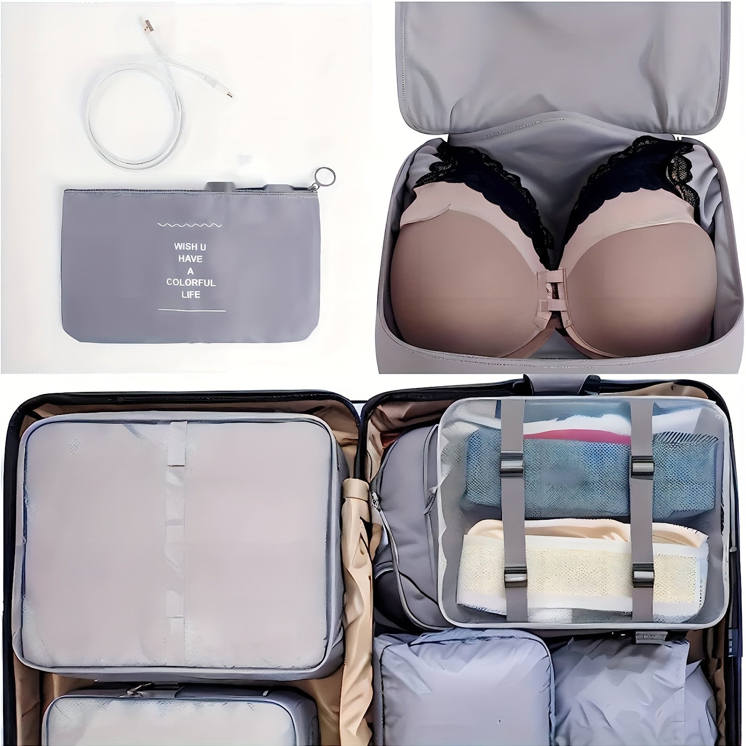8 Set Packing Cubes For Suitcases Luggage Packing Organizers With Laundry Bag