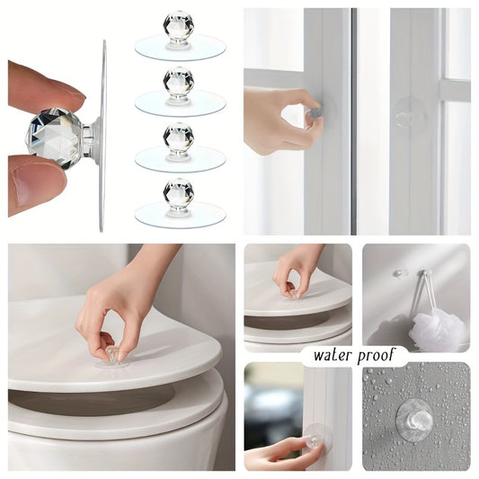 20pcs Adhesive Door Knobs Transparent Cabinet Drawer Handles Hooks