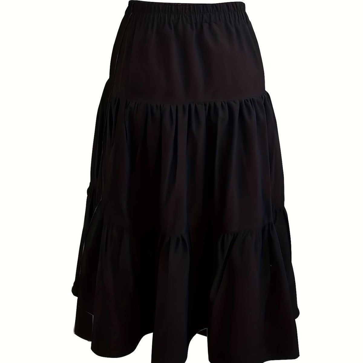 Ruched Elastic Waist Midi Skirt