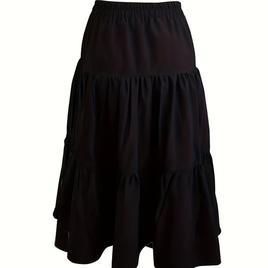 Ruched Elastic Waist Midi Skirt