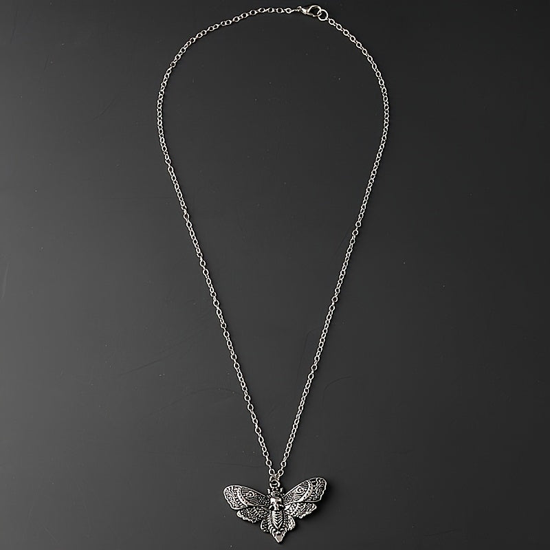 Skull Moth Pendant Necklace Punk Style Jewelry Men