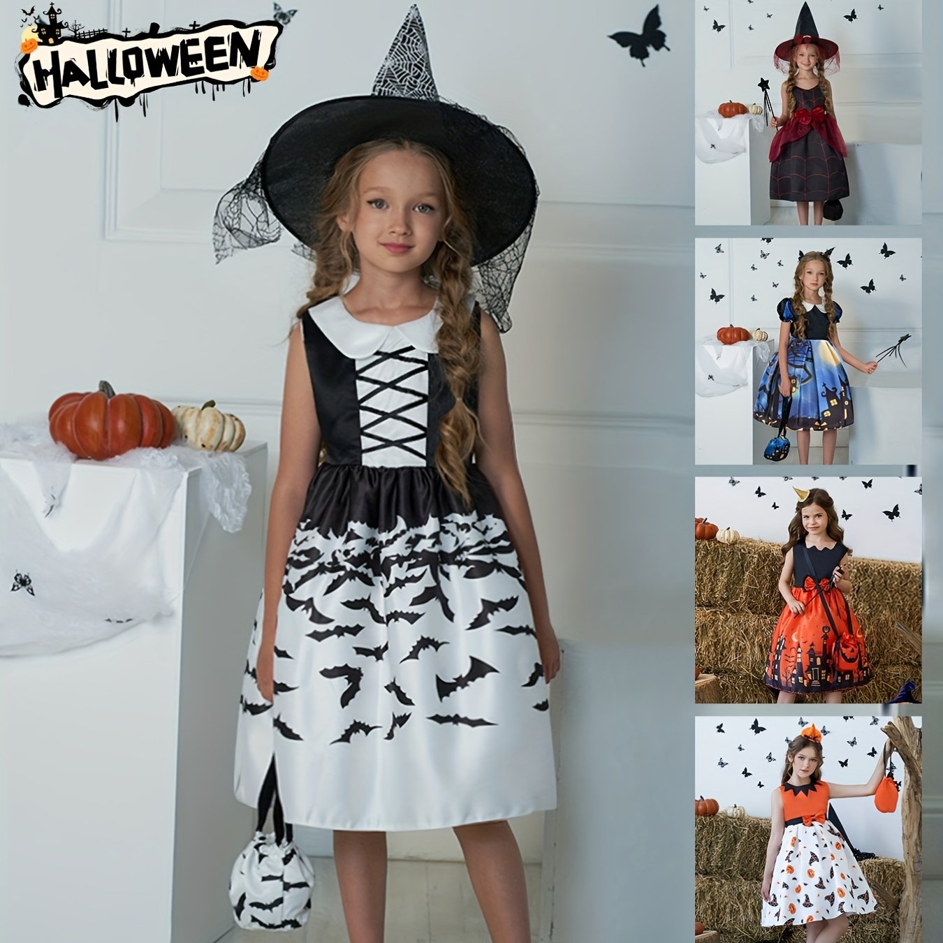 Girl's Halloween A Line Dress Costume & Accessories