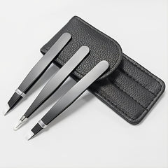 3pcs Stainless Steel Eyebrow Tweezers Set for Hair Removal