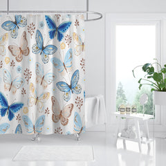 Colorful Floral Shower Curtain with 12 Hooks
