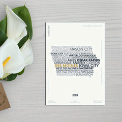 Iowa State Letter Map Stickers for Children - Modern Typography Art Series