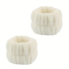 3pcs Plush Hairband Wristband Set for Face Spa, Make Up, Hair
