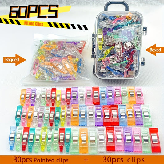 60pcs Mixed Clips Pointed Clips Office Box Storage Sewing Quilt Clips