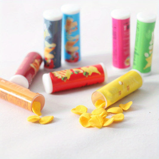 1pc Canned Potato Chips Mixed Colors Realistic Snack Designs Dollhouse Accessori