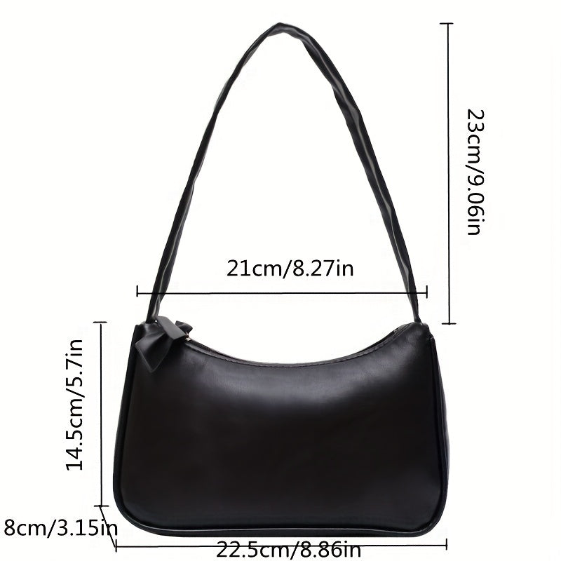 Minimalist Baguette Bag Women's PU Leather Underarm Purse Shoulder Bag