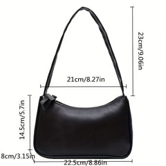 Minimalist Baguette Bag Women's PU Leather Underarm Purse Shoulder Bag