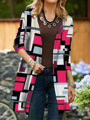  Geometric Print Cardigan