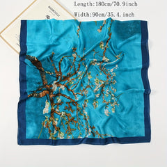 Plum Blossom Scarf Shawl Wrap Head Wrap for Daily Decoration