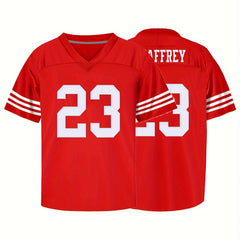 Boys Red 23 Rugby Jersey Breathable Athletic American Football Shirt