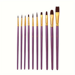 10pcs Watercolor Paint Brush Set Nylon Hair Acrylic Painting Brushes