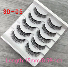 3D False Eyelashes Chemical Fiber Natural Bushy Lashes 5 Pairs