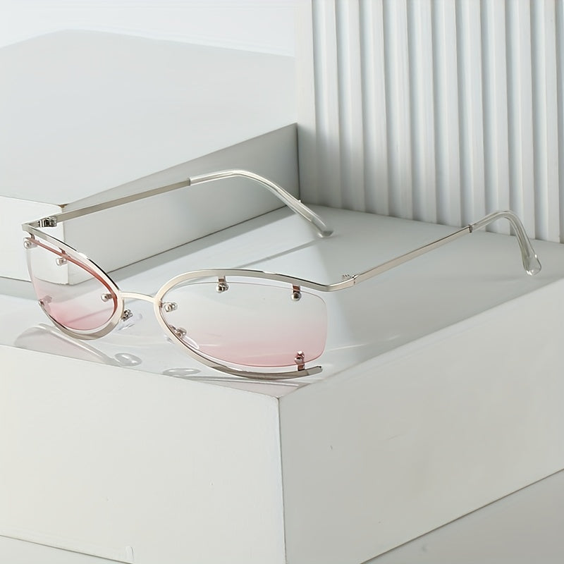 Y2K Wrap Around Sunglasses Futurism Metal Frame Sun Glasses