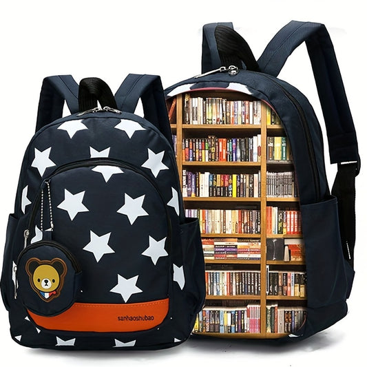 Children's Star Print Bear Backpack With Small Coin Purse