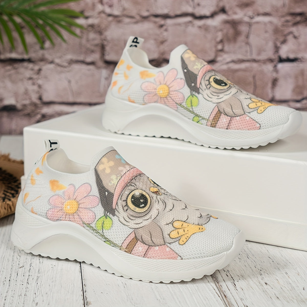 Owl Print Soft Comfort Running Shoes Shock Absorption Non Slip Sneakers