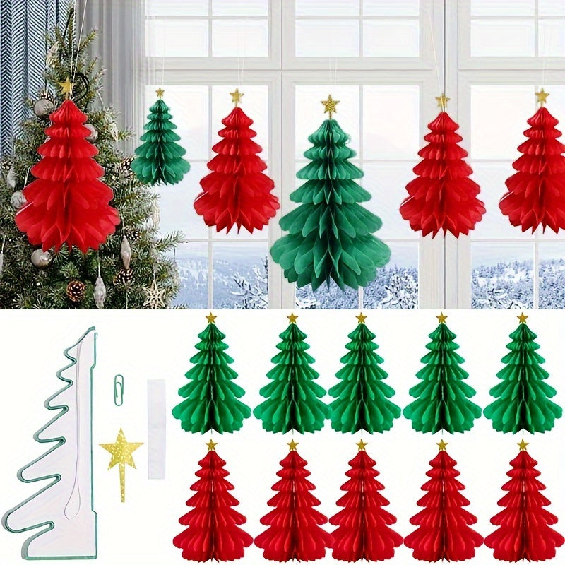 Xmas Tree Decoration Paper Honeycomb Pendant Merry Christmas Hanging Ornaments